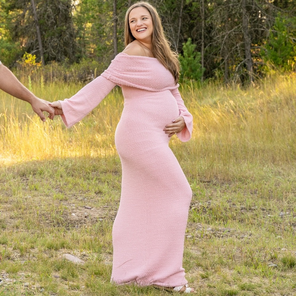 Pink Sweater Maternity Dress